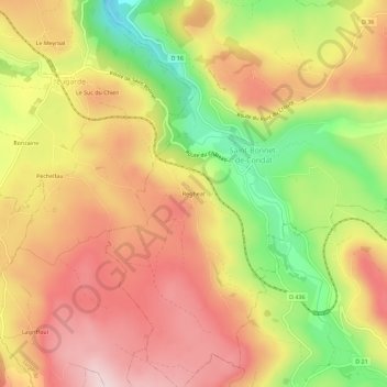 Topografische kaart Regheat, hoogte, reliëf