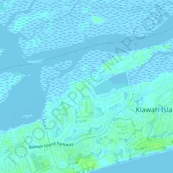 Topografische kaart Kiawah Island Bass Pond D-3047 Dam, hoogte, reliëf