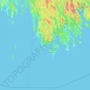 Topografische kaart Brook Islands, hoogte, reliëf