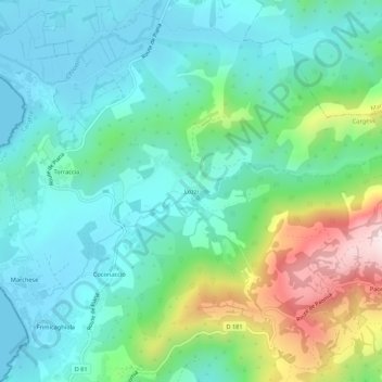 Topografische kaart Lozzi, hoogte, reliëf