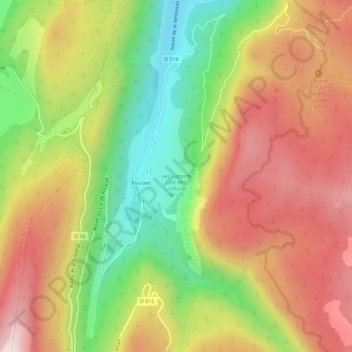 Topografische kaart Les Liotards, hoogte, reliëf