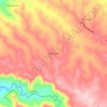 Topografische kaart San Isidro, hoogte, reliëf