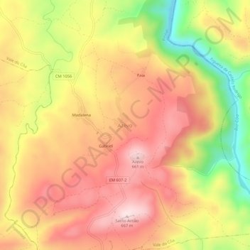 Topografische kaart Azêvo, hoogte, reliëf