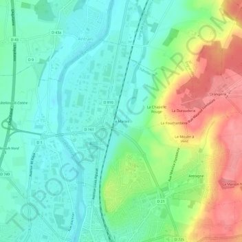 Topografische kaart Le Marais, hoogte, reliëf