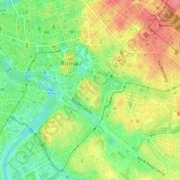 Topografische kaart Palatine Hill, hoogte, reliëf