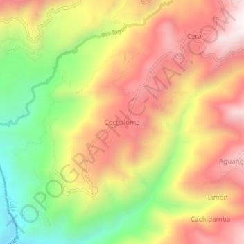 Topografische kaart Cochaloma, hoogte, reliëf