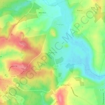 Topografische kaart Germignon, hoogte, reliëf