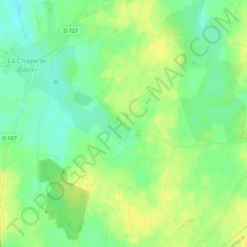 Topografische kaart Les Vaugelais, hoogte, reliëf
