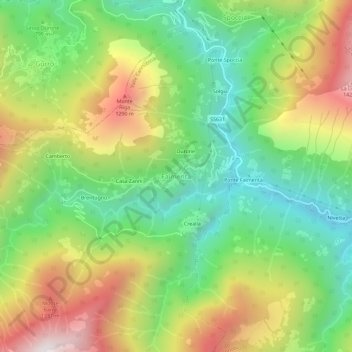 Topografische kaart Falmenta, hoogte, reliëf