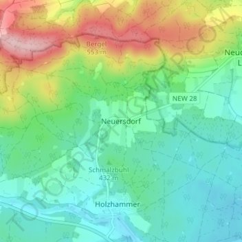 Topografische kaart Neuersdorf, hoogte, reliëf