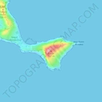 Topografische kaart Baton, hoogte, reliëf