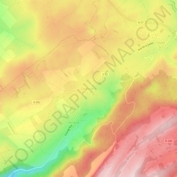 Topografische kaart Chasnans, hoogte, reliëf