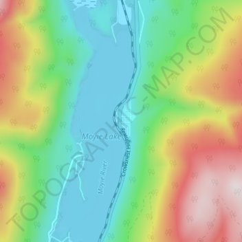 Topografische kaart Moyie, hoogte, reliëf