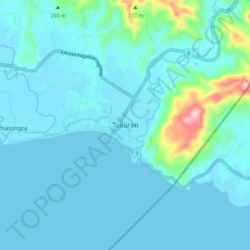 Topografische kaart Tukuran, hoogte, reliëf