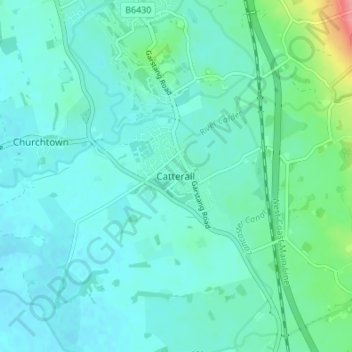 Topografische kaart Catterall, hoogte, reliëf