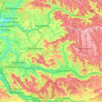 Topografische kaart Berglen, hoogte, reliëf
