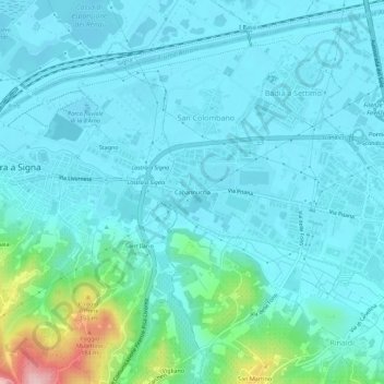 Topografische kaart Capannuccia, hoogte, reliëf