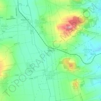 Topografische kaart Weidling, hoogte, reliëf