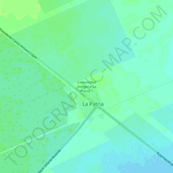 Topografische kaart Comunidad Indigena La Patria 1, hoogte, reliëf