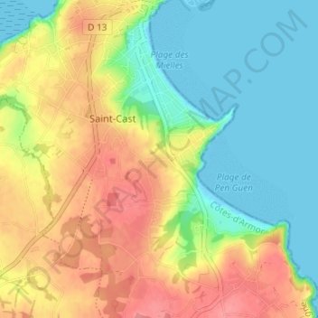 Topografische kaart La Bassière, hoogte, reliëf