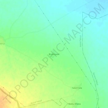 Topografische kaart Brahmpuri, hoogte, reliëf