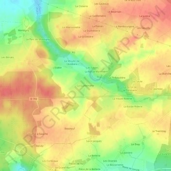 Topografische kaart La Guilbertière, hoogte, reliëf