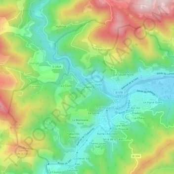 Topografische kaart La Selve, hoogte, reliëf