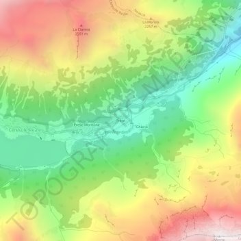 Topografische kaart Prese, hoogte, reliëf