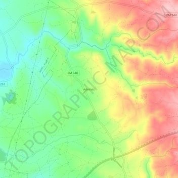 Topografische kaart Ademas, hoogte, reliëf
