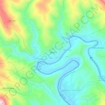 Topografische kaart Esteiro, hoogte, reliëf