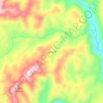 Topografische kaart San Jose, hoogte, reliëf