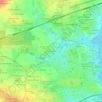 Topografische kaart La Marchanderie, hoogte, reliëf