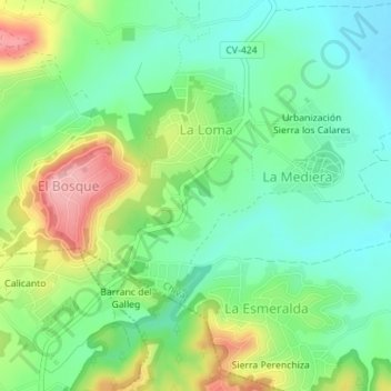 Topografische kaart La Mediera, hoogte, reliëf