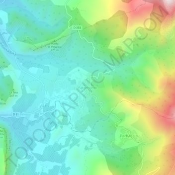 Topografische kaart Patrimonio, hoogte, reliëf