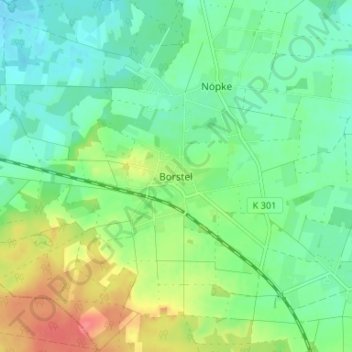 Topografische kaart Borstel, hoogte, reliëf
