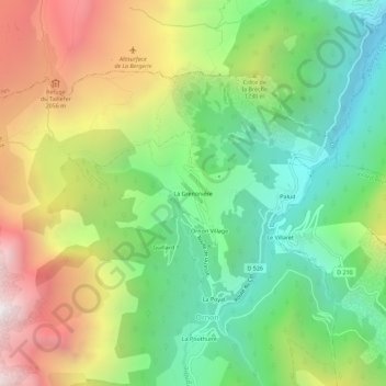 Topografische kaart La Grenonière, hoogte, reliëf