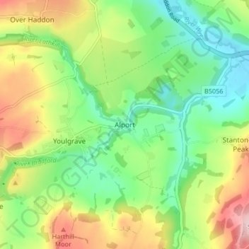 Topografische kaart Alport, hoogte, reliëf