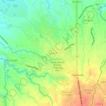 Topografische kaart Bagtas, hoogte, reliëf