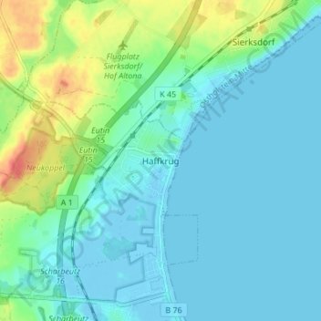 Topografische kaart Haffkrug, hoogte, reliëf