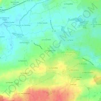 Topografische kaart La Fauconnière, hoogte, reliëf