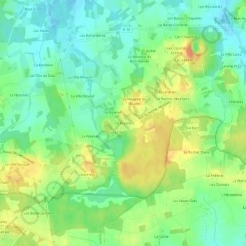 Topografische kaart Le Rouvre, hoogte, reliëf