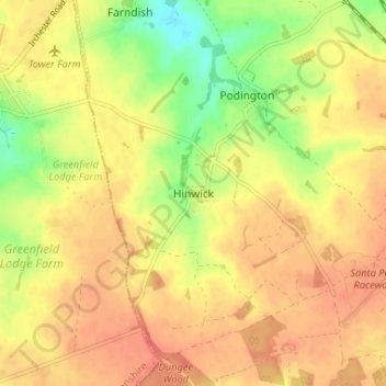 Topografische kaart Hinwick, hoogte, reliëf