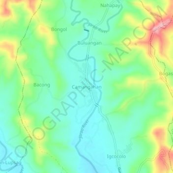 Topografische kaart Camangahan, hoogte, reliëf