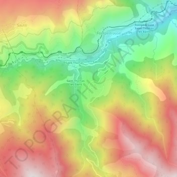 Topografische kaart Prats-Balaguer, hoogte, reliëf
