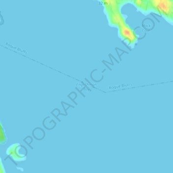 Topografische kaart Englishman Bay, hoogte, reliëf