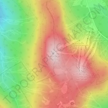 Topografische kaart Einödriegel, hoogte, reliëf
