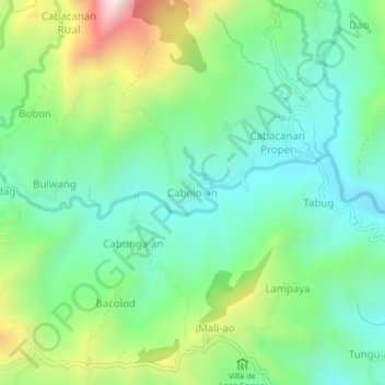 Topografische kaart Cabolo-an, hoogte, reliëf