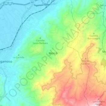 Topografische kaart Morcá, hoogte, reliëf
