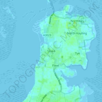 Topografische kaart Stoke, hoogte, reliëf