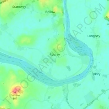 Topografische kaart Rodley, hoogte, reliëf